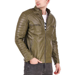 Men Custom Made Coated <b>Stand</b> Collar Full Sleeve Vintage <b>Motorbike</b> Leather Jacket Eco-Friendly High Quality - Product Image 5