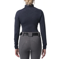 Nueva Llegada POWER HINT Camiseta de Polo de Carreras para Mujer, Estilo Western, con Media Cremallera, de Algodón, Compresión, Transpirable, Cuero Genuino