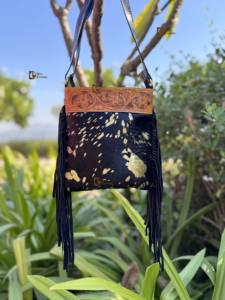 Sac à main en cuir sculpté à la main avec franges, élégant, nouvelle arrivée, sacs en cuir métallique à fourrure pour femmes, bandoulière multi-usages - Product Image 2