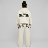 Ensemble de survêtement pour femme en polaire brodé avec fermeture éclair, sweat-shirt oversize et pantalon large, style streetwear décontracté, deux pièces