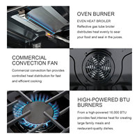 Table de cuisson électrique autonome Hyxion de 48 pouces avec 6 brûleurs et four à gaz à convection avec allumage électronique pour usage domestique et en camping-car