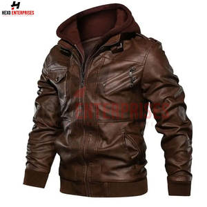 Chaqueta de cuero con capucha de calidad al mejor precio, chaqueta de cuero de moda personalizada para hombre hecha en Pakistán, chaqueta de cuero de moda - Product Image 3