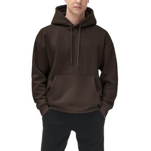 Sweats à capuche pour hommes de haute qualité 100% coton basiques coton mélangé surdimensionné recadrée vêtements de rue sweats à capuche en molleton uni pour hommes - Product Image 5