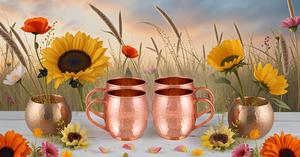 Solid 16 Ounce Handmade Hammered <b>Copper</b> <b>Cup</b> Modern C-Shaped Handle Set of 4-for Moscow Mules Bowls - Product Image 4
