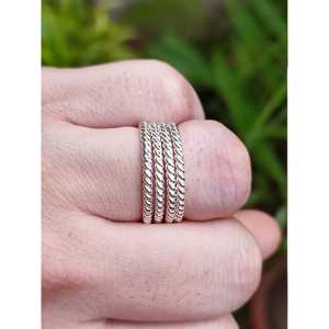 925 Sterling <b>Silver</b> Dainty Midi <b>Rings</b> Twisted Wire Stackable <b>Silver</b> Band Fine <b>Toe</b> Knuckle Stacking <b>Rings</b> - Product Image 1