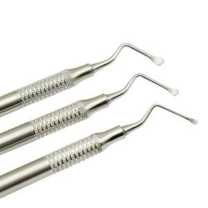 Ensemble de 3 instruments chirurgicaux dentaires manuels réutilisables en acier inoxydable, curettes dentaires dentelées, détartreur dentaire, curette osseuse, outils d'implantation, CE - Product Image 3