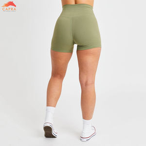 Pantalones cortos de yoga para mujer Cintura alta Nylon Spandex Material Yoga Fitness Booty Shorts Colores sólidos - Product Image 4