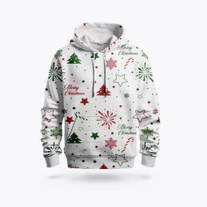 Custom <b>Christmas</b> Hoodie Digital Printing Breathable Blue Santa Warm Fleece Winter <b>Sweatshirt</b> Festive Holiday Design Custom Logo - Product Image 3