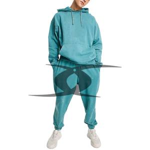 Survêtement oversize en coton d'hiver pour hommes, sweat à capuche imprimé en détresse, survêtement, survêtement en polaire délavé à l'acide - Product Image 1