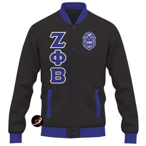 Chaqueta Universitaria para Mujer, Bordada, Genuina de Zeta Phi Beta, Diseño Icónico Transpirable, Chaqueta de Invierno de Algodón con Exterior de Cuero Genuino - Product Image 3