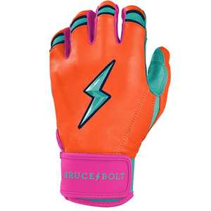Guantes de Bateo Personalizados Aqua Orange de Puño Corto, Guantes de Béisbol y Sóftbol de Cuero Cabretta Premium con Agarre Mejorado - Product Image 3