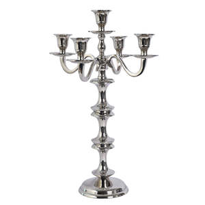 5-Arm Brass Plating Gold Aluminum <b>Candle</b> Stand for Home Decorative Christmas Easter <b>Wedding</b> Birthday Tabletop <b>Candle</b> Holder - Product Image 4