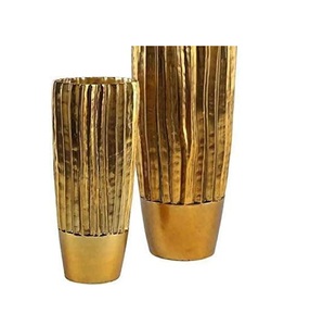 Unique Waves Design Cast Aluminum Flower <b>Vase</b> with Natural Brass Finishing Floor and Table Decorative Flower <b>Vase</b> IQBAL COLLECTI - Product Image 1