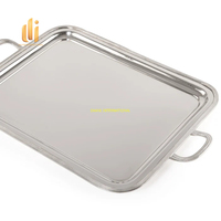 Plateau de service rectangulaire en acier inoxydable avec poignées Plateau de présentation durable pour restauration hôtel restaurant cuisine nourriture boisson