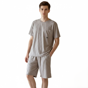 Conjunto de Ropa de Salón para Hombre de Lujo con Textura 3D, Algodón Suave y Viscosa, Transpirable, Pijama de Manga Corta de Secado Rápido, Ropa Casual para el Hogar - Product Image 1