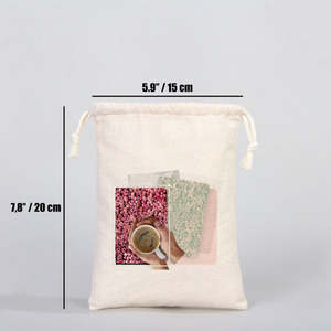 Pochette en tissu personnalisable 6 L x 8 H (15,5 cm x 20 cm) en coton biologique avec rabat brodé pour vêtements, montres, artisanat, rangement anti-poussière - Product Image 3