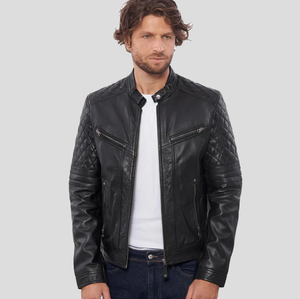 Nouveau modèle 2026 – Blouson en cuir unisexe coupe-vent à col montant avec logo frontal, style vintage tendance - Product Image 1