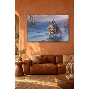 Stampa su Tela: Fida Fausto Zonaro, Sultano <span class=keywords><strong>Mehmed</strong></span> il Conquistatore che Intrafora il Mare a Cavallo Bianco - Product Image 3