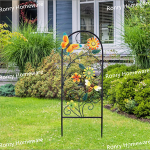 Panneaux de jardin rectangulaires modernes en <span class=keywords><strong>métal</strong></span> thermolaqué, motif <span class=keywords><strong>fleurs</strong></span> et abeilles, pour la décoration de jardin, patio et pelouse au printemps - Product Image 5