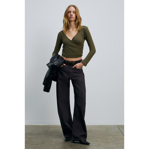 GRIMELANGE CALLORIA Blusa ajustada de manga larga con cuello en V para mujer - Product Image 6
