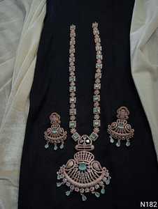 TRADITIONAL AMERICAN PENDENT American DIAMOND PENDENT <b>SET</b> & GOLD PLATED CLASSIC PENDENT <b>SET</b> for WOMEN & <b>GIRL</b> ANDJEWELLERY <b>SET</b> - Product Image 3