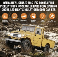 Camionnette RC FJ45 FMS 1/12 sous licence officielle, Crawler à couple élevé, carrosserie rigide, portes ouvrantes, éclairage LED, modèle de voiture de simulation RTR