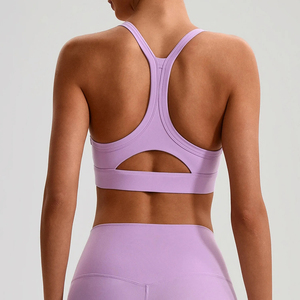 Seamless Nylon Spandex Racerback Plaid Sports <b>Bra</b> Women High Support Eco-Friendly Breathable Fitness Training Yoga Activewear - Product Image 5