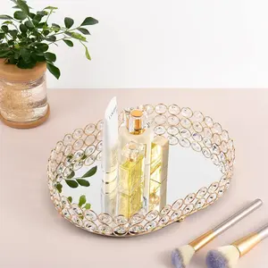 Bandeja redonda martillada para casas de lujo, Plata pulida para Decoración de mesa, oro antiguo para banquetes y eventos, caja fuerte chapada - Product Image 5