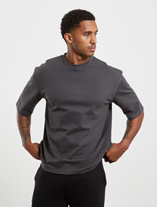 Camiseta en blanco cuadrada ancha de alta calidad, Camiseta de algodón pesado, camiseta negra de gran tamaño para hombres - Product Image 2