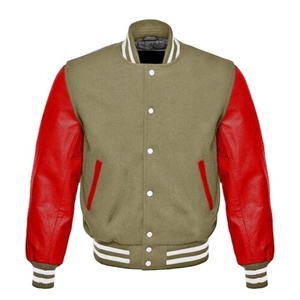 Vente en gros de vestes universitaires vierges à manches en cuir rouge personnalisées vestes Letterman veste universitaire grecque pour homme - Product Image 1