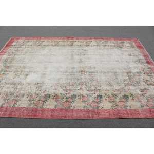 พรมวินเทจขนาดใหญ่ 6.3x9.3 ฟุต พรมตุรกี พรมขนสัตว์ลายสัตว์สีแดง - Product Image 3