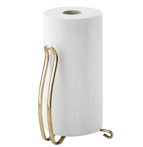 Support de rouleau de mouchoirs en acier inoxydable au design moderne poli en or, fabrication indienne originale pour la tenue de papier de cuisine - Product Image 2