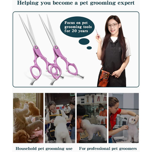 กรรไกรเล็มขนแบบด้ามจับแฟนซีกรรไกรตัดผมแบบคมใบมีดปรับได้ที่พักสองนิ้วกรรไกรตัดผมสุนัข - Product Image 6