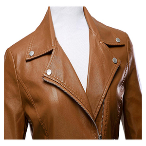 Chaqueta de cuero para mujer de estilo americano Detalle de botones Otoño/Invierno Transpirable Ecológico - Product Image 3