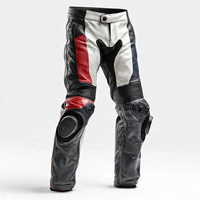 Pantalon de motard pour homme en cuir de vachette véritable, fermeture boutonnée, coupe large, poids moyen, protection UV, écologique, plusieurs poches