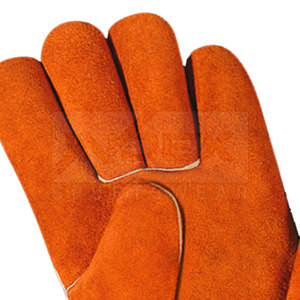Gants de soudure en cuir orange durables pour utilisation en extérieur en hiver - Product Image 4