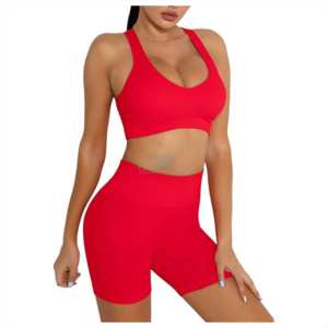 Transpirable mejor calidad logotipo personalizado gimnasio Conjunto para las mujeres precio barato de alta cintura de las mujeres conjunto de yoga con pantalones cortos - Product Image 3