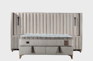 Hermoso y moderno juego de dormitorio de lujo cama con base de apertura cabecero aglomerado tela de metal para el hogar Hotel apartamento Villa uso - Product Image 6