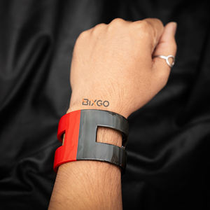 Meilleur vendeur BIXGO Bracelet en corne de buffle en forme de C laqué rouge de qualité supérieure Gravure de la lettre H Fait à la main Style bohème vietnamien Cadeau - Product Image 5