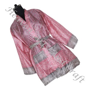 KS002 Kimono Sari Vintage de seda Floral antiguo, chaqueta de estilo corto, aspecto encantador, estilo bohemio, Kimono Sari Vintage corto - Product Image 2