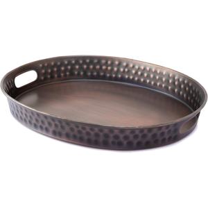 Élégant plateau rond en métal galvanisé durable et élégant pour servir des boissons, des collations ou un décor - Product Image 3