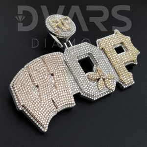 Colgante de Plata de Ley 925 con Incrustaciones de Diamantes VVS, Joyería Fina de Hip Hop, Chapado en Oro Clásico, con Nombre Personalizado, Unisex - Product Image 4