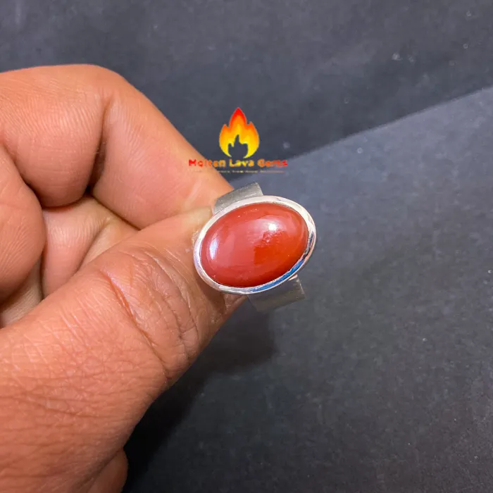 Carnelian Men's Ring Natural Gemstones Silver Plated Brass Rings Oxidized Stone Ring Wholesale Fine Crystal Jewelry