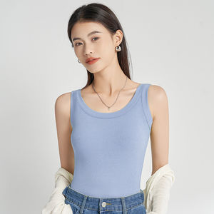 2025 meilleur gros haute qualité femmes coton gilet maillot de corps été sans manches couleur unie débardeur séchage rapide respirant OEM - Product Image 2