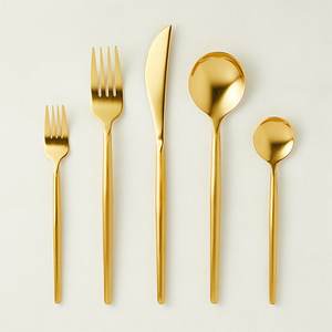 Gold Finished Cutlery <b>Set</b> Table Ware Cutlery <b>Set</b> Dinnerware Stainless Steel Simple Creative Gift Silver Customize OE - Product Image 6