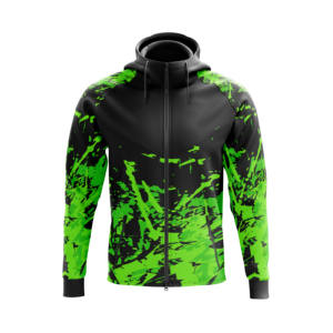 Sudadera con Capucha Negra y Verde de Alta Calidad, Sudadera con Capucha Bordada con Cuello Redondo para Hombre, Logotipo Personalizado, 100% Algodón, Sudadera Vintage con Cuello Redondo - Product Image 1