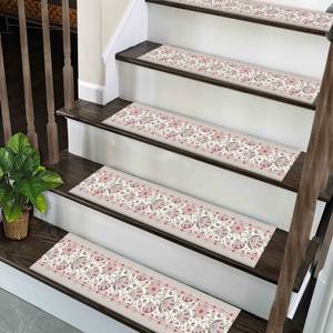 Tapis imprimé : Tapis rose, Tapis gris, Tapis style ferme, Tapis à motifs ethniques, Tapis d'escalier - Product Image 2