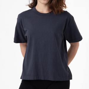 เสื้อยืดเอวลอยทรงสูงแขนสั้นโอเวอร์ไซส์สำหรับผู้หญิงเสื้อยืดครอปแบบเรียบ - Product Image 2