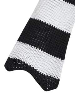 Manufacturer Customized <b>Black</b> White Striped Crochet Knit <b>Cropped</b> Sweater <b>Women</b> Long Flare Sleeve Openwork Fashion <b>Top</b> <b>For</b> - Product Image 4