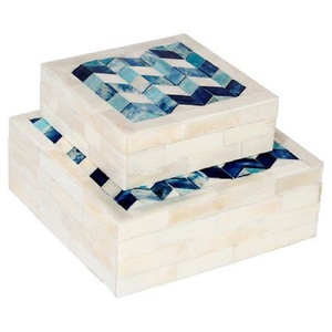 Boîte à bijoux en incrustation d'os en bois de qualité supérieure avec un design floral artistique pour un stockage sophistiqué de cadeaux et de bijoux en provenance d'Inde - Product Image 2